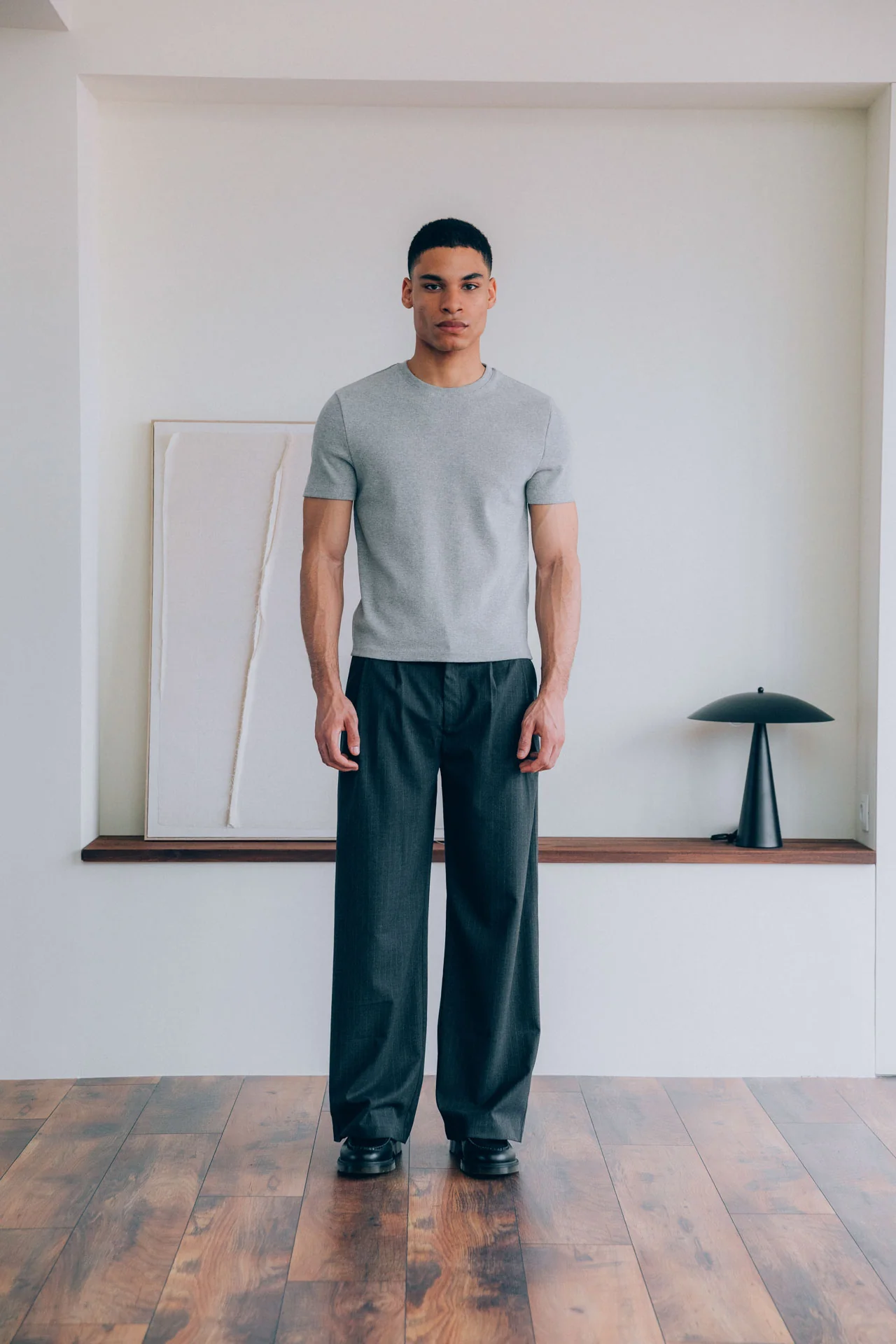 Bernard Ribbed T-Shirt, Grey - Image 3