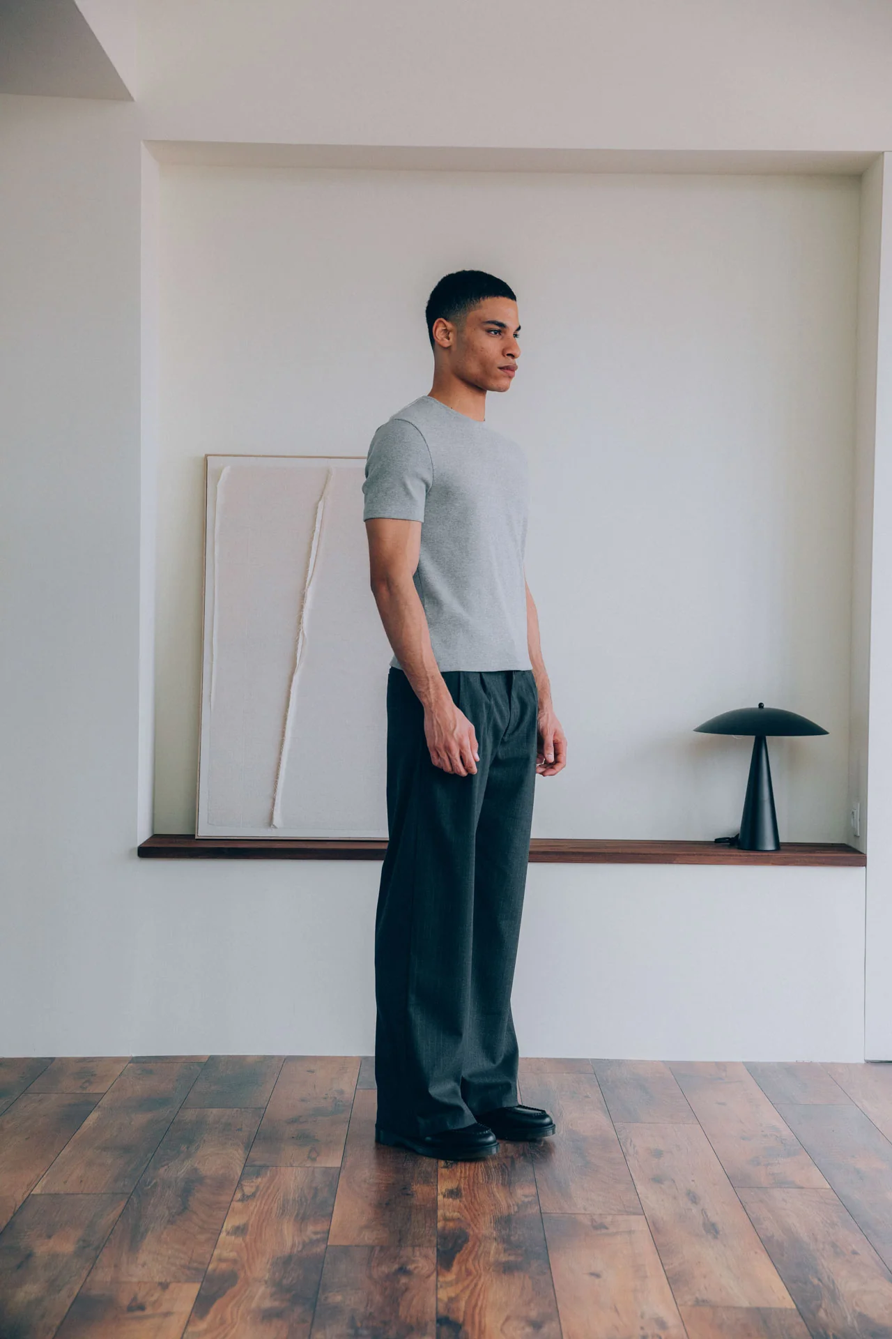 Bernard Ribbed T-Shirt, Grey - Image 4