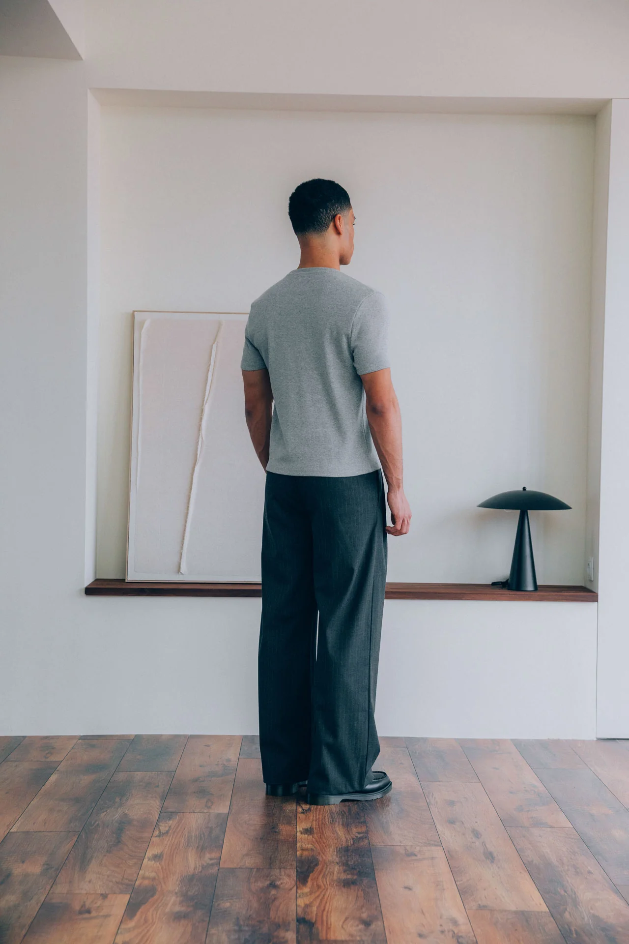 Bernard Ribbed T-Shirt, Grey - Image 5