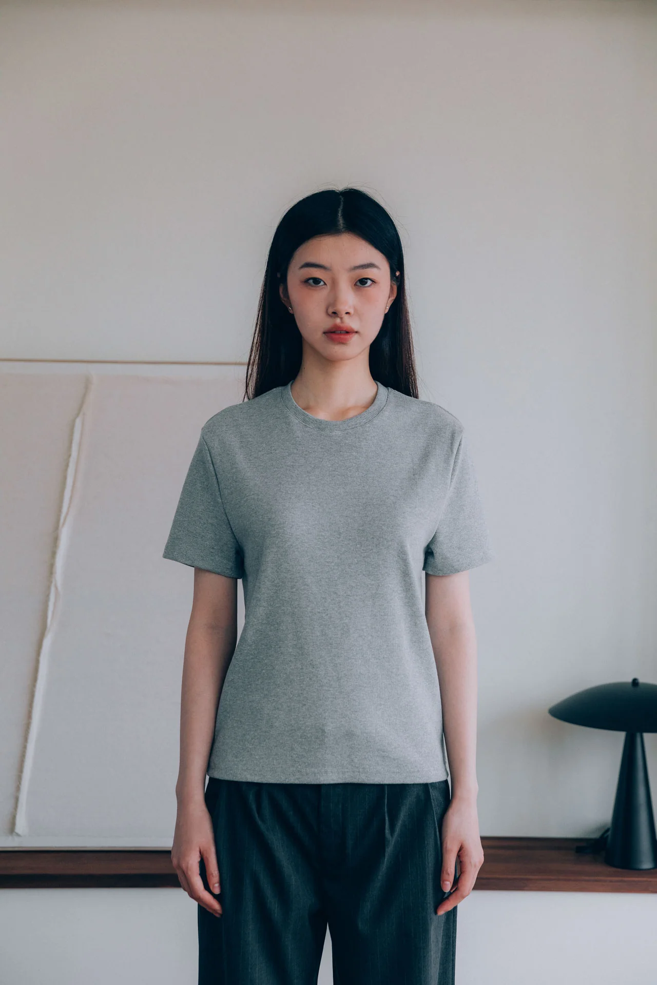 Bernard Ribbed T-Shirt, Grey - Image 8