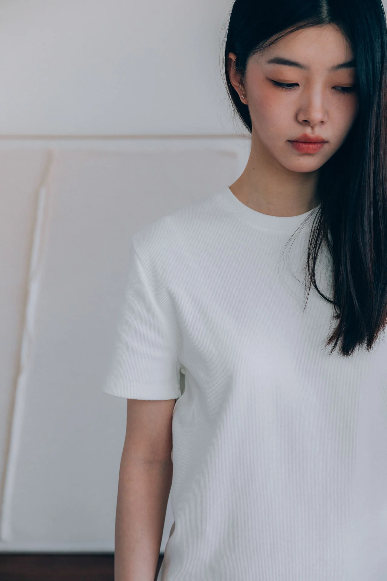 Bernard Ribbed T-Shirt, White - Image 3