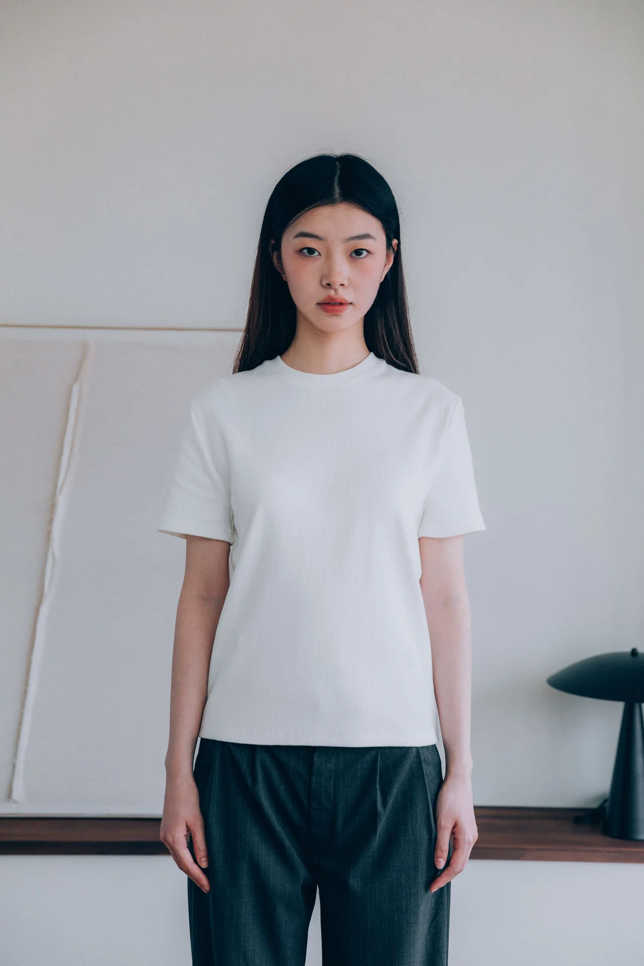 Bernard Ribbed T-Shirt, White - Image 6