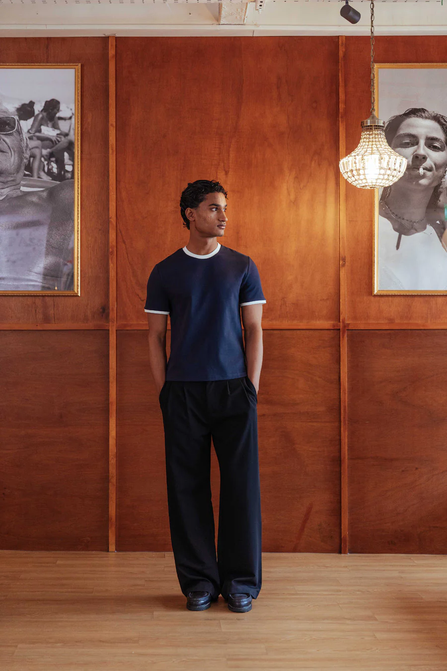 Brando T-Shirt, Navy Ringer - Image 3