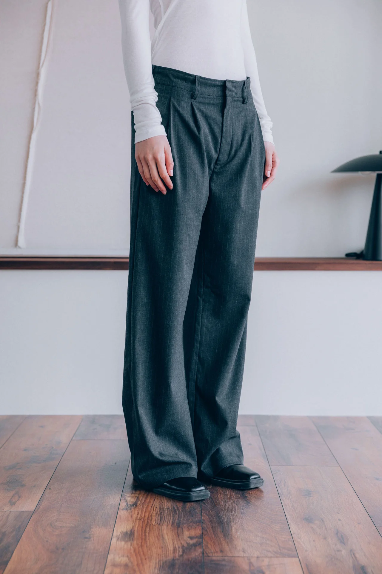 Gerard Pinstripe Trousers, Grey - Image 3