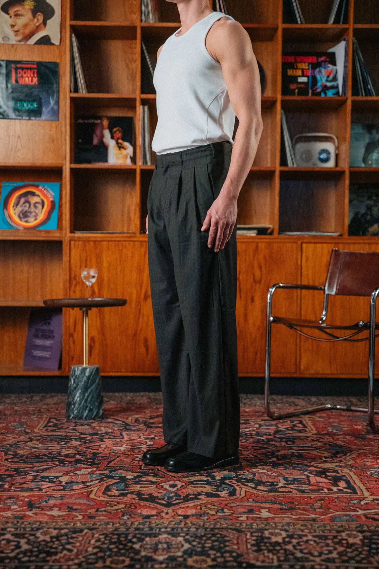 Gerard Pinstripe Trousers, Brown - Image 4