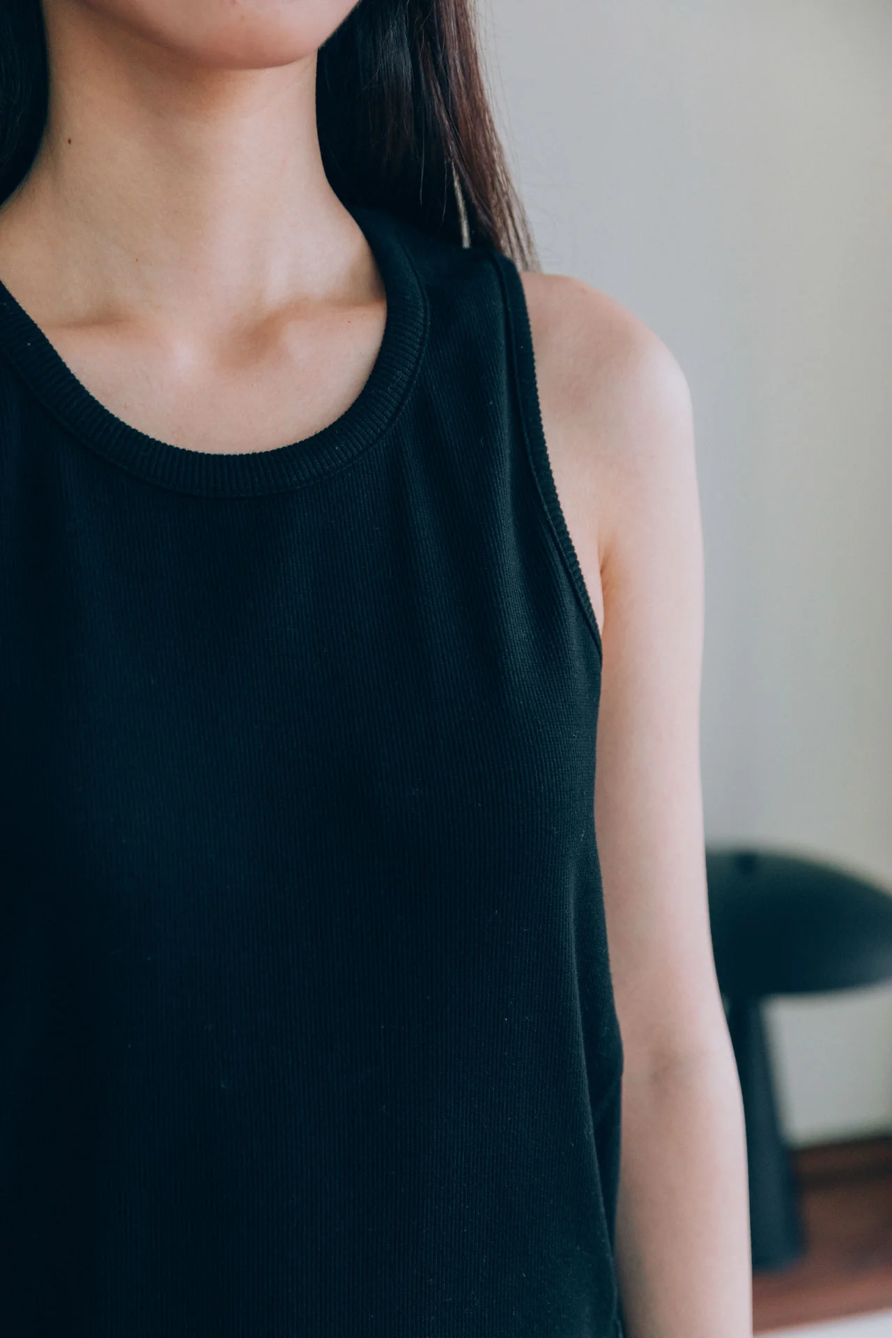 Gio Fitted Rib Tank, Black - Image 10