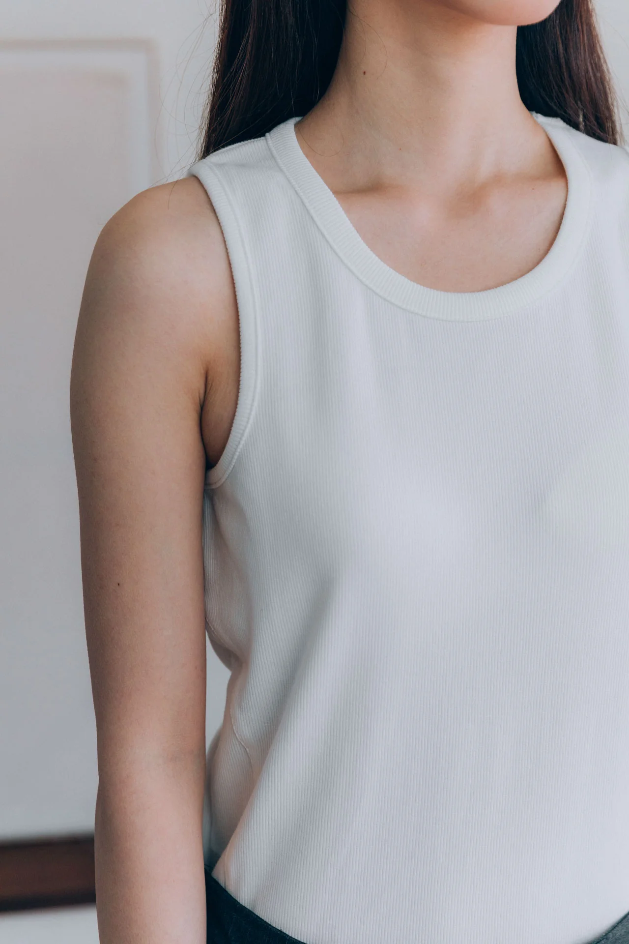 Gio Fitted Rib Tank, White - Image 11