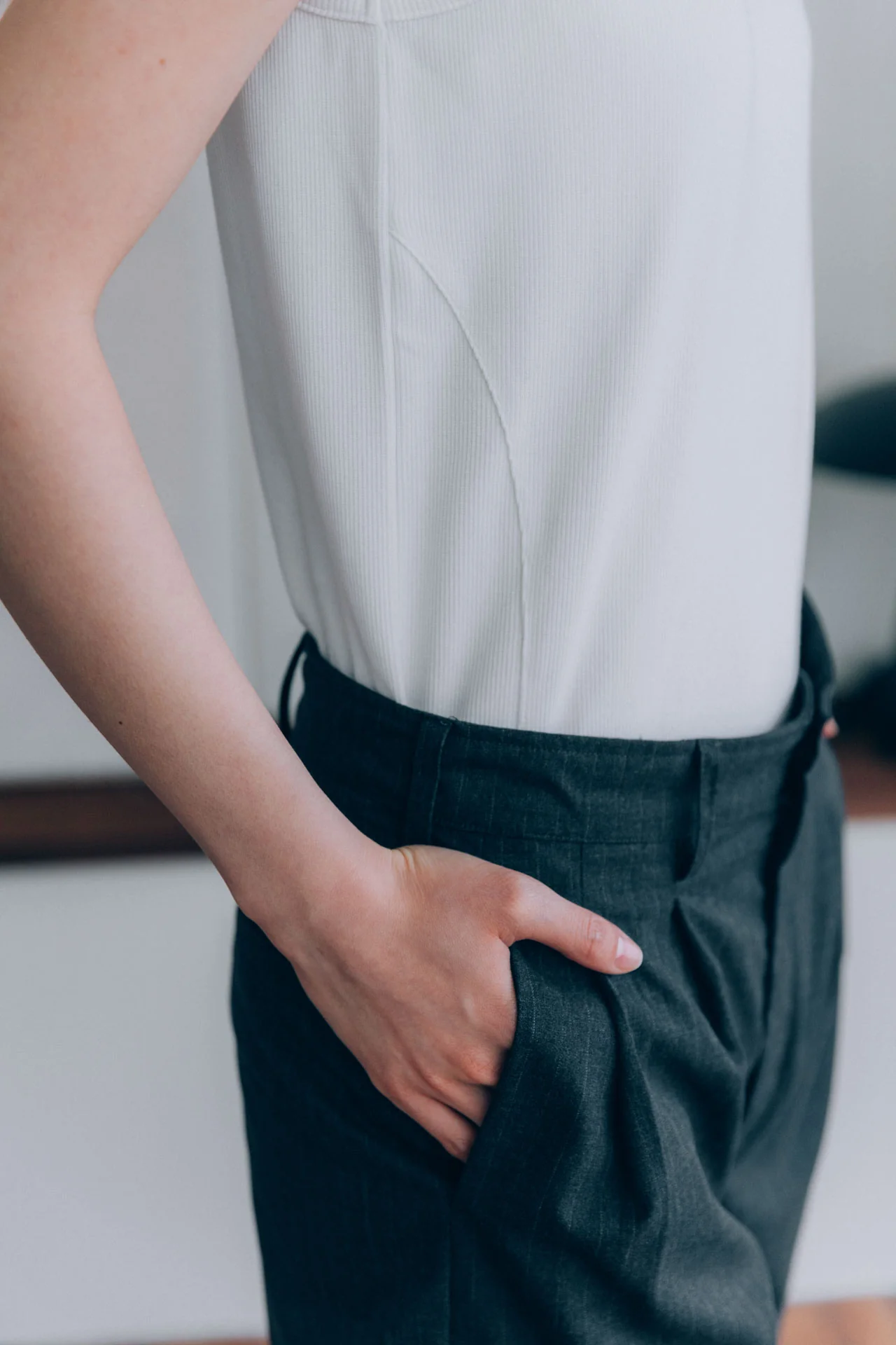 Gio Fitted Rib Tank, White - Image 13