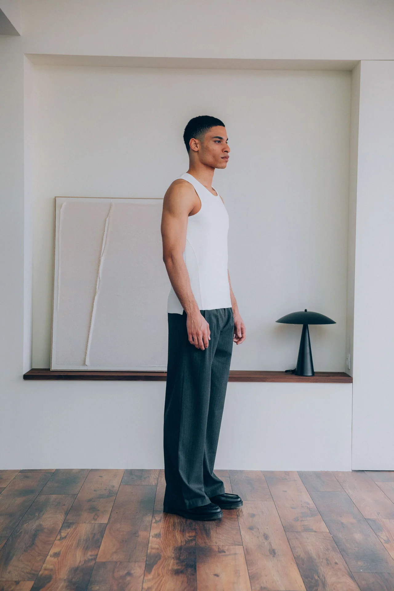 Gio Fitted Rib Tank, White - Image 3