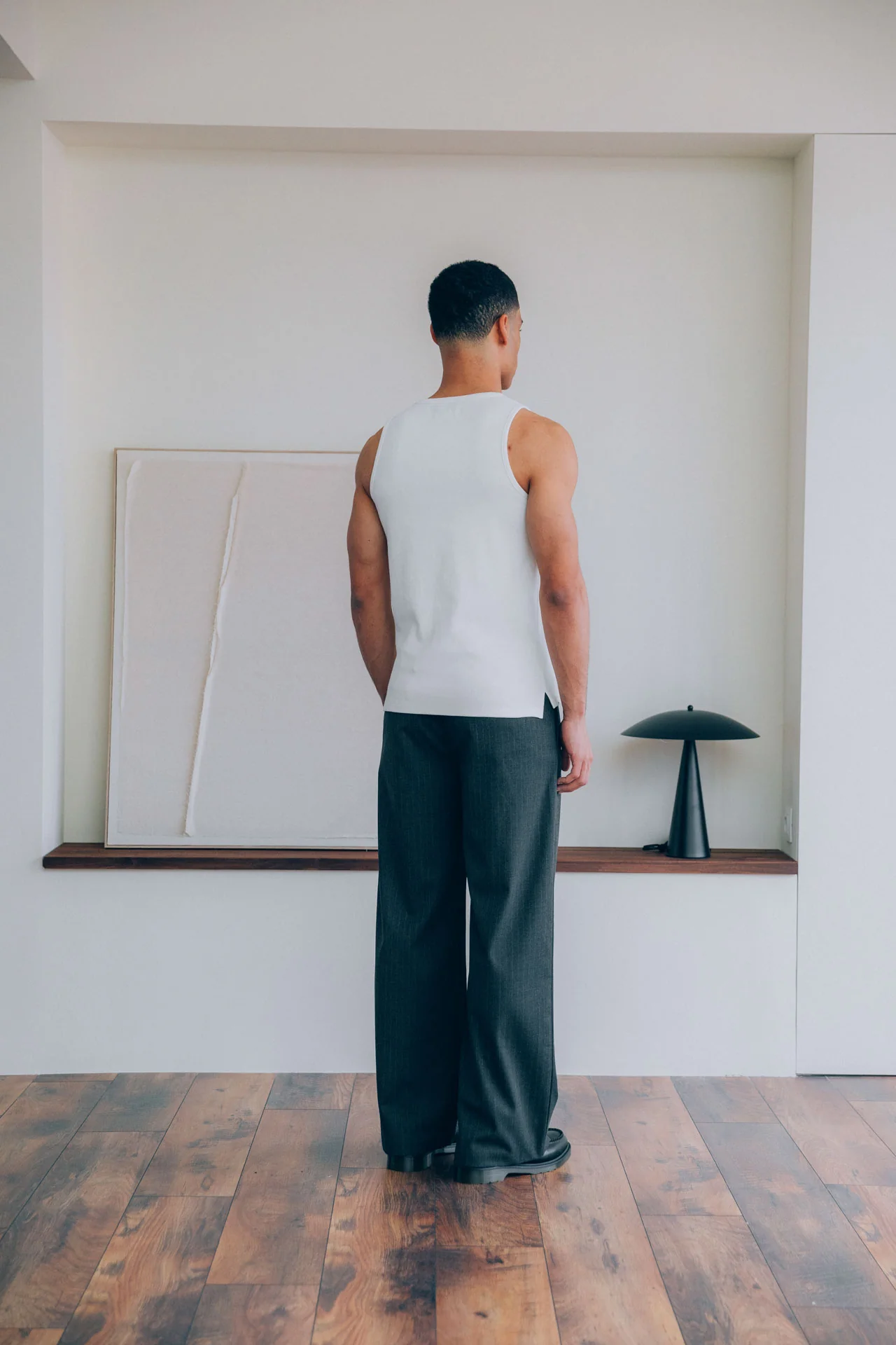 Gio Fitted Rib Tank, White - Image 4