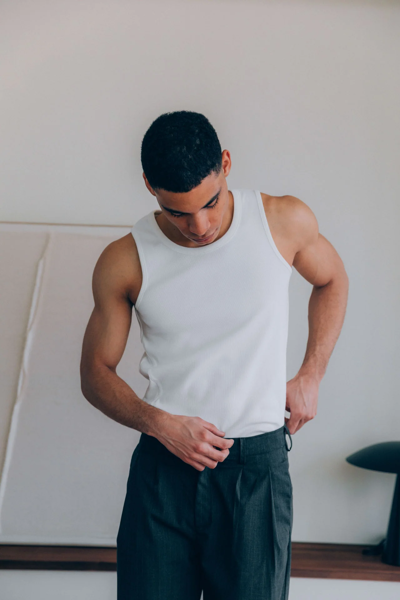 Gio Fitted Rib Tank, White - Image 5