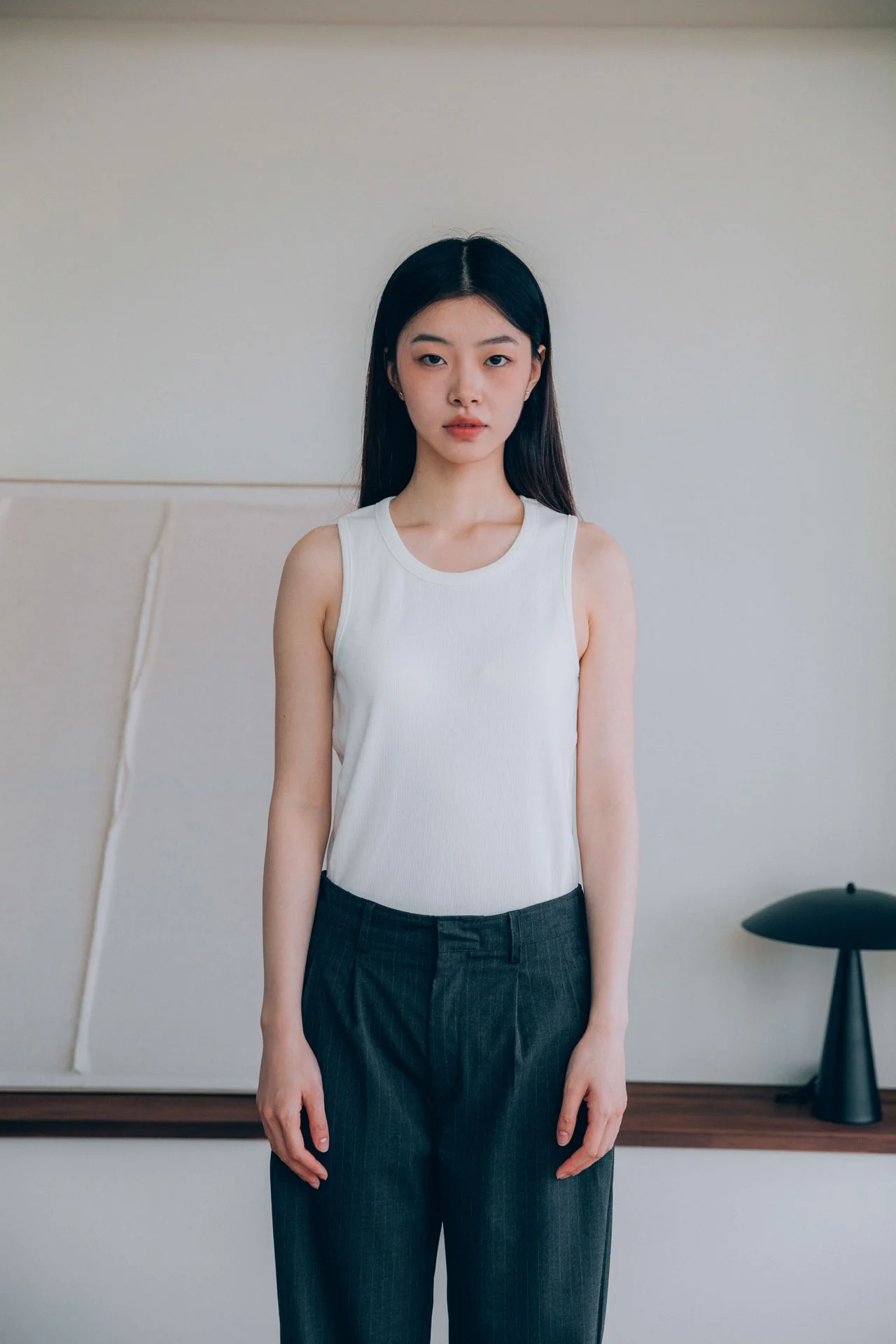 Gio Fitted Rib Tank, White - Image 7