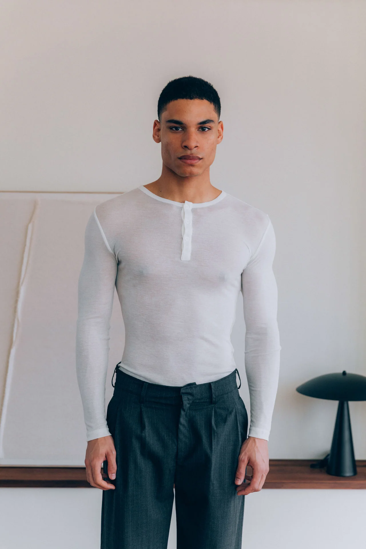 Hugh Tencel Henley, White - Image 3