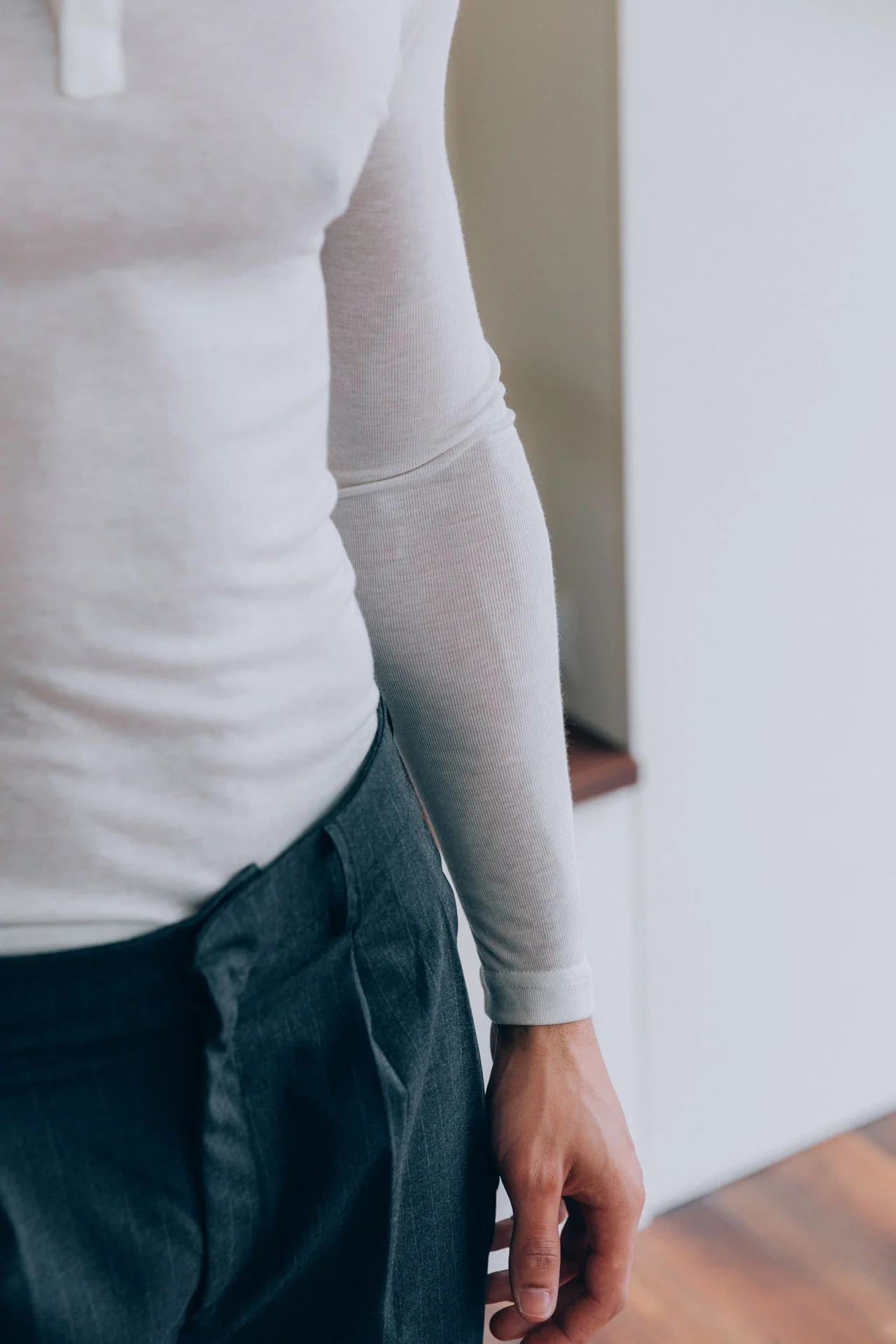 Hugh Tencel Henley, White - Image 9