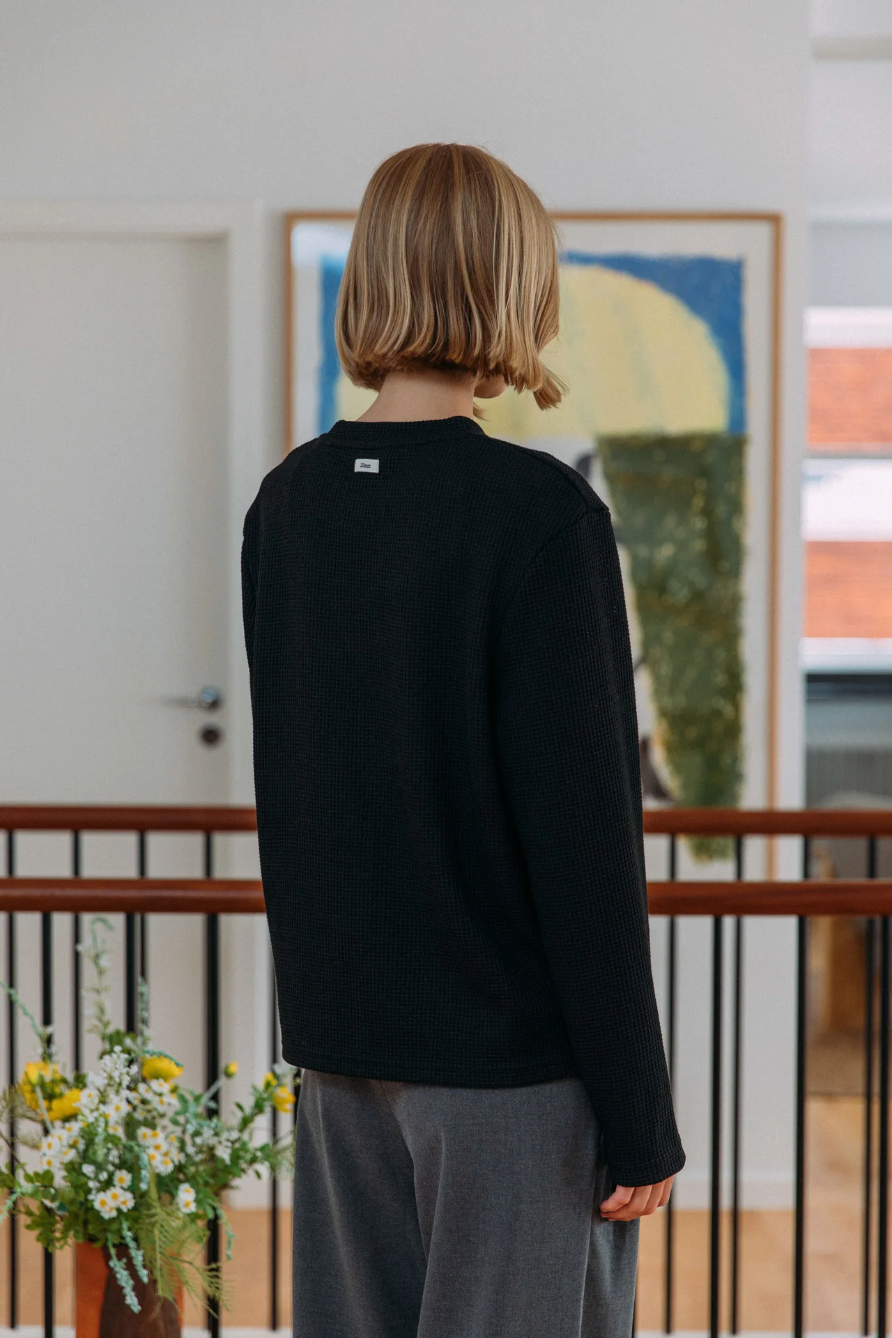 Micah Waffle T-Shirt, Black - Image 4