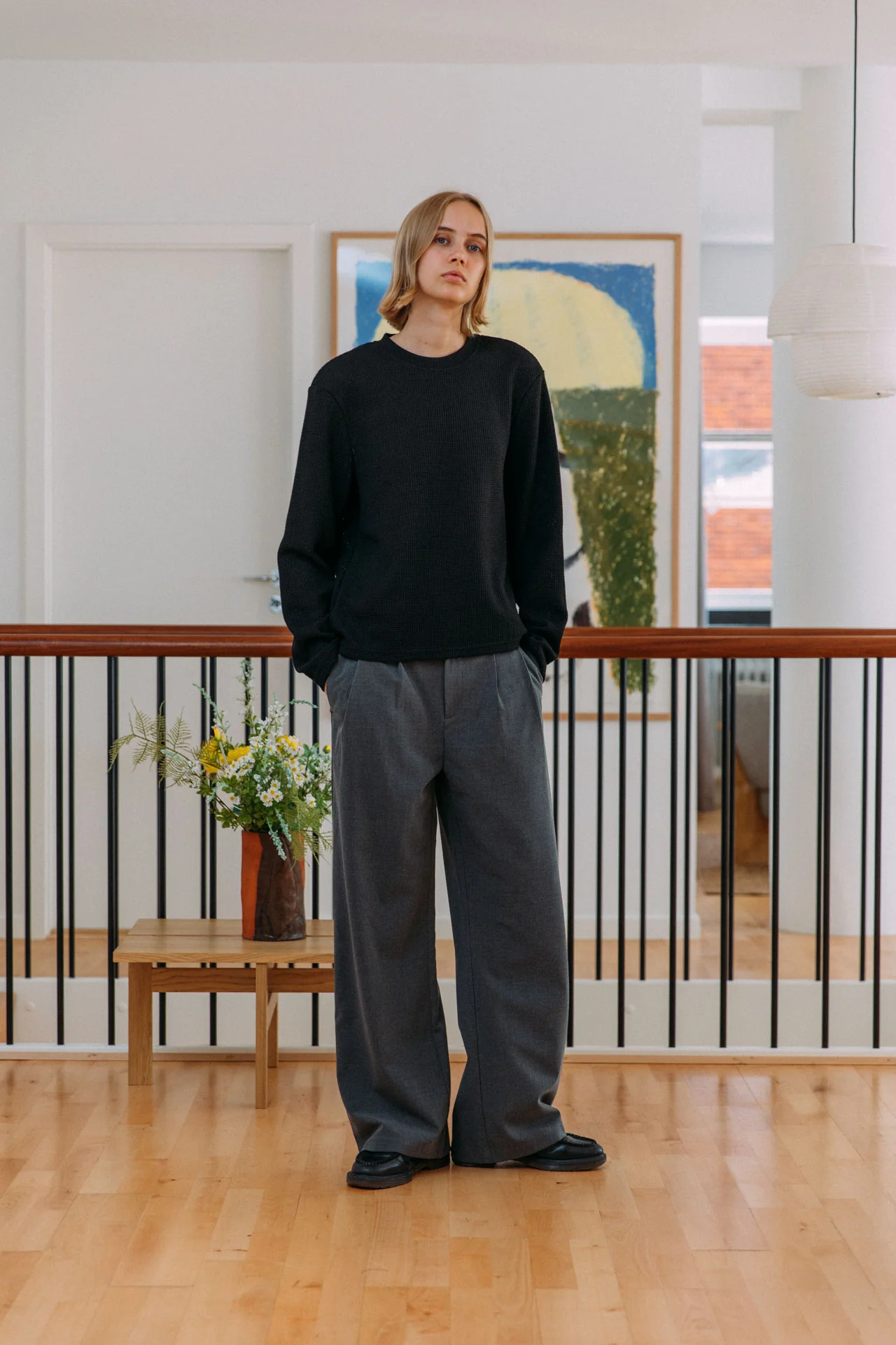 Micah Waffle T-Shirt, Black - Image 5