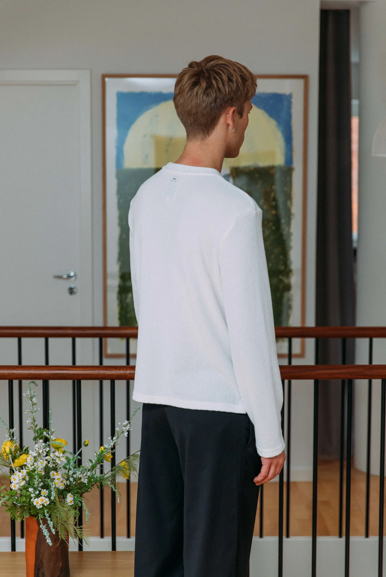 Micah Waffle T-Shirt, White - Image 4