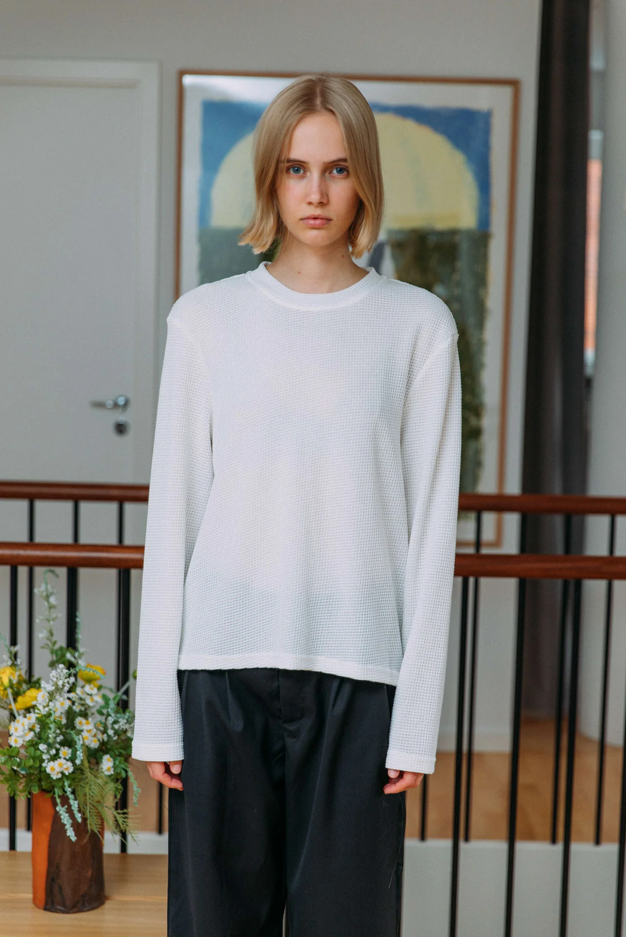 Micah Waffle T-Shirt, White - Image 6