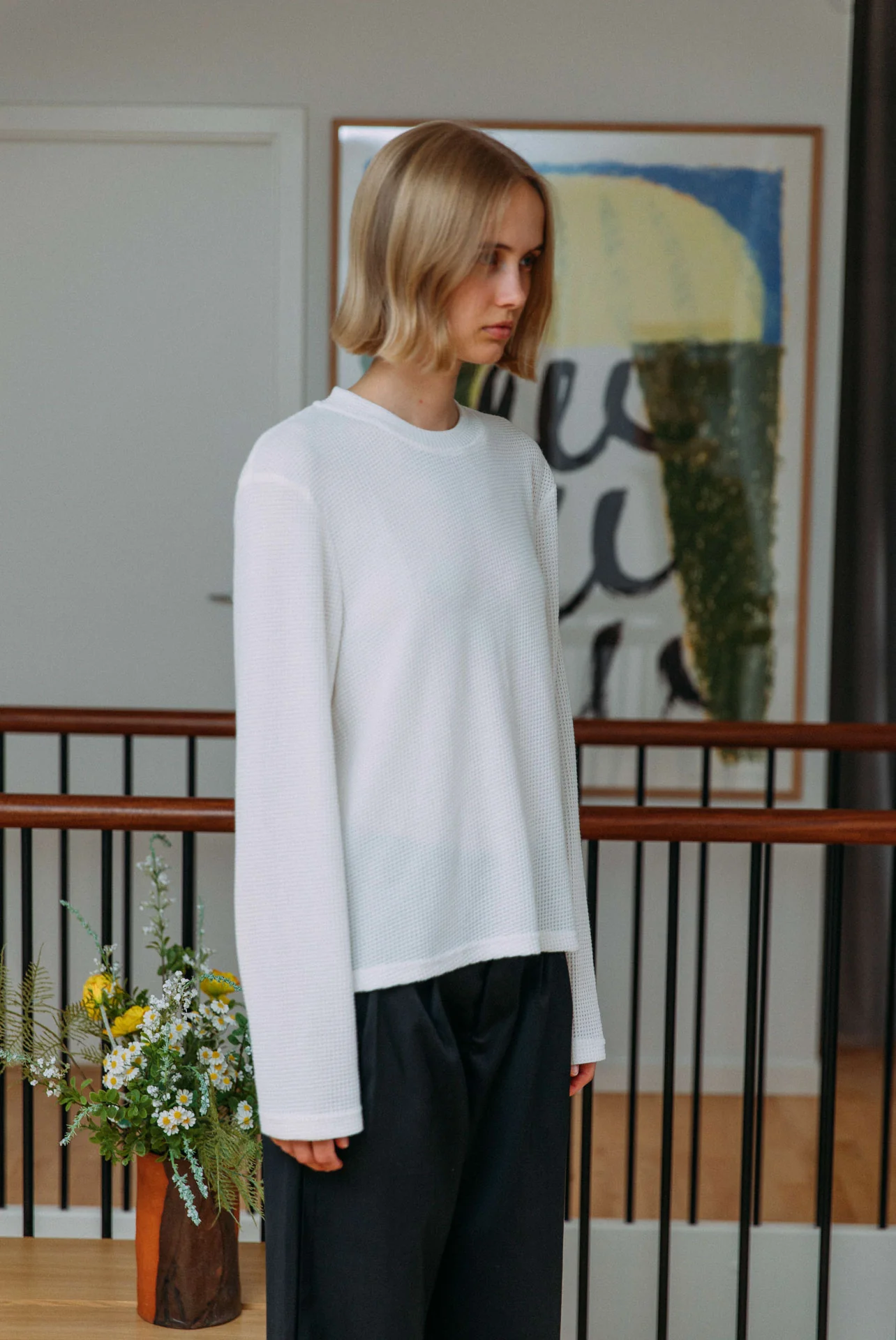 Micah Waffle T-Shirt, White - Image 7