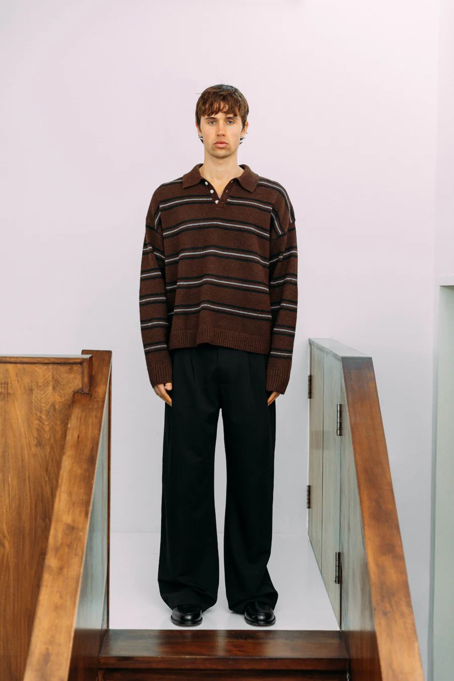 Myles Polo Knit, Brown - Image 3