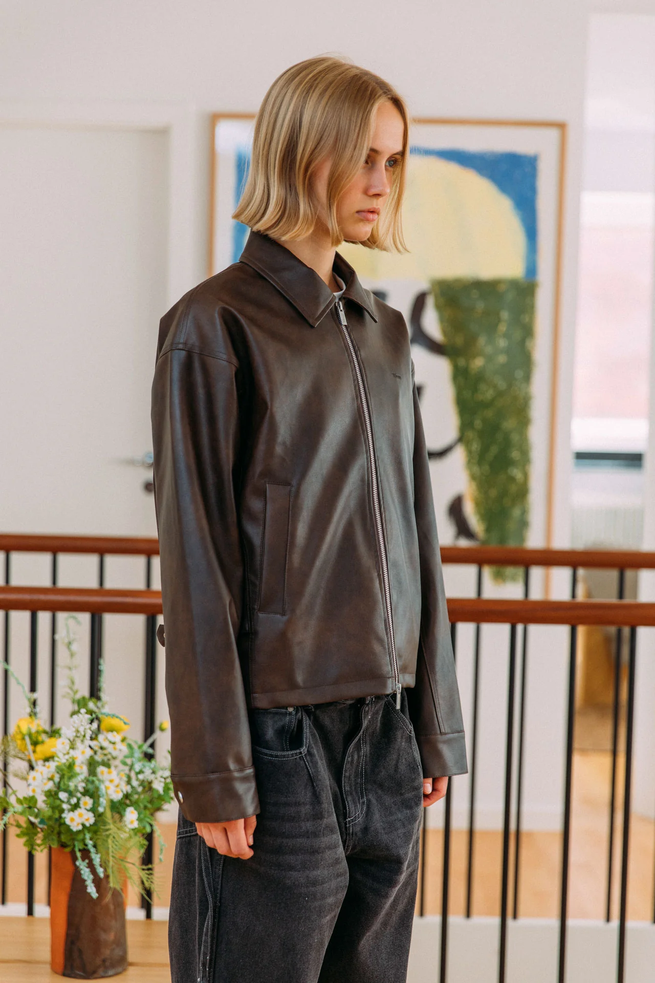 Zayn Leather Jacket, Brown - Image 7