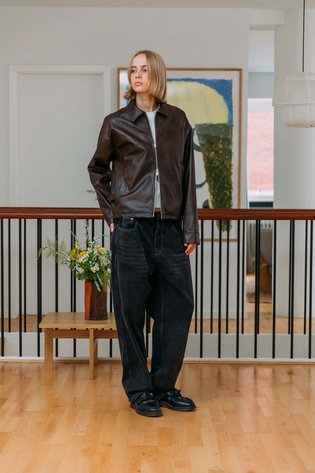 Zayn Leather Jacket, Brown - Image 9